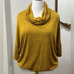 Green Envelope mustard and gray top cowl neck drop shoulder Size Medium